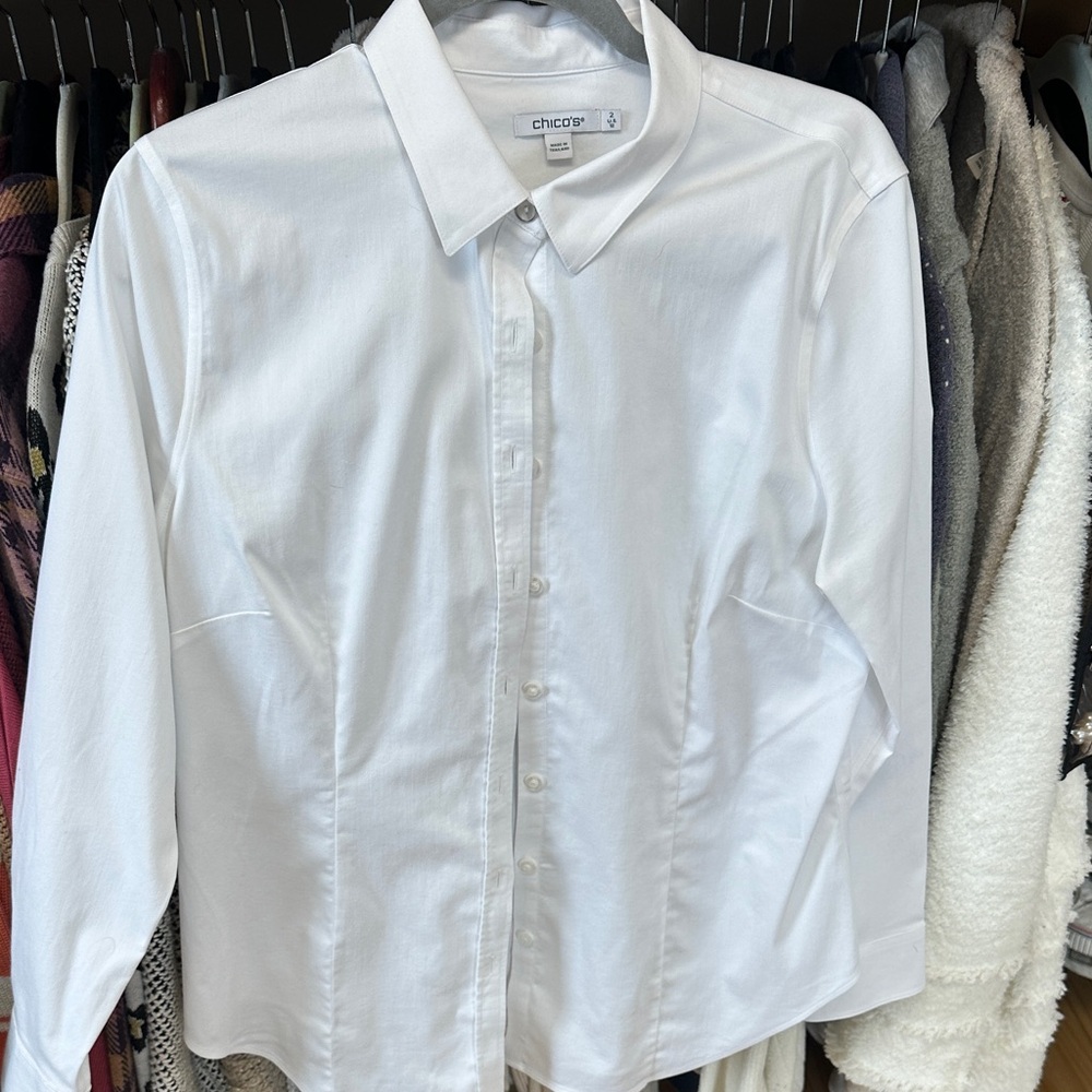 Chico's White Button-Up Shirt for Women